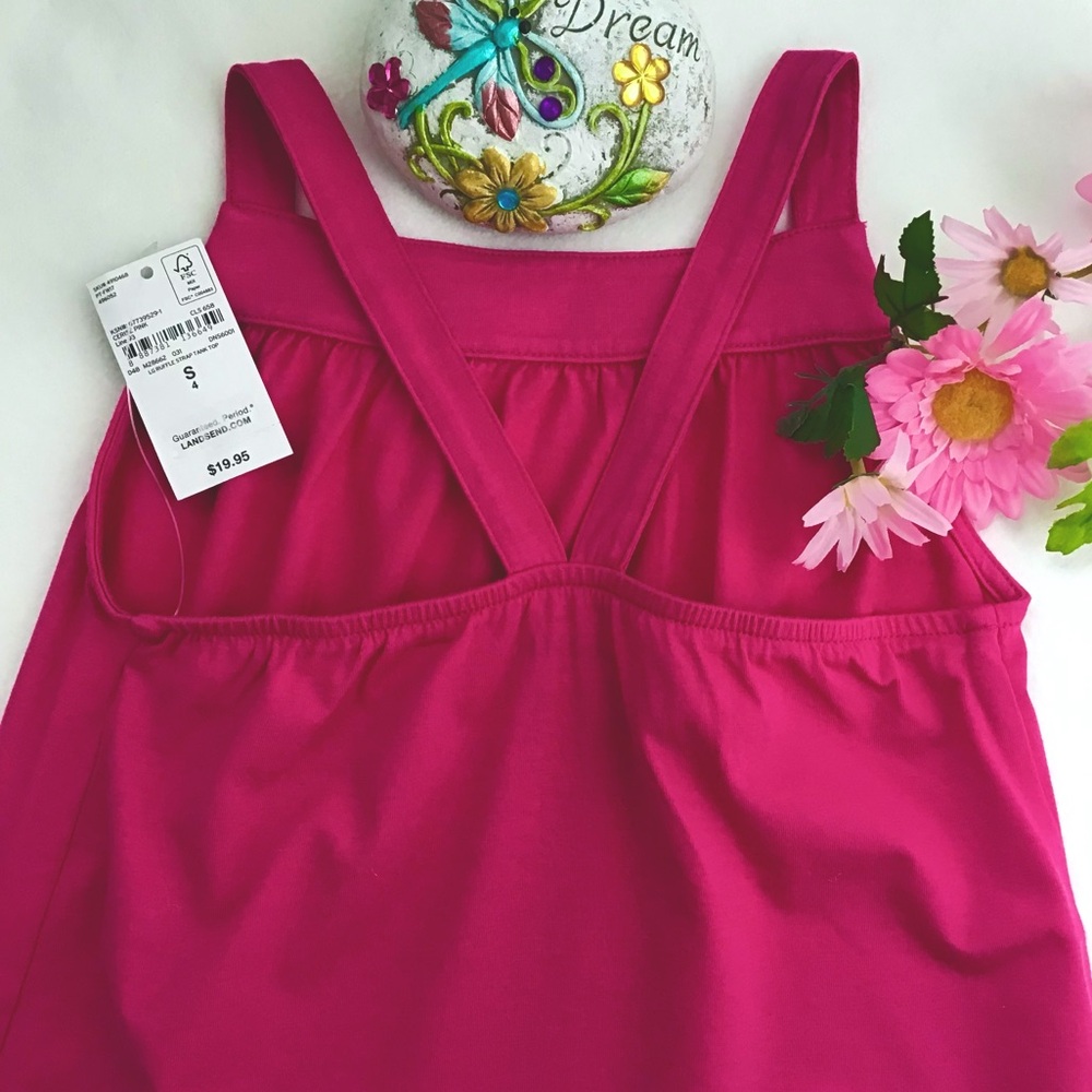 NWT Lands End Little Girls Hot Pink Strappy Tank Top Size 4